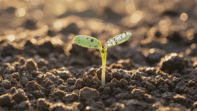Small sprout growing from soil
