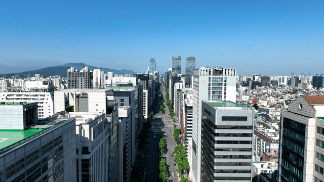 Aerial view of a modern cityscape