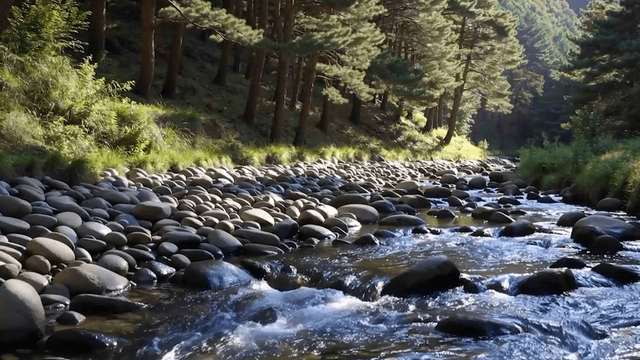 Rocky valley in a dense forest