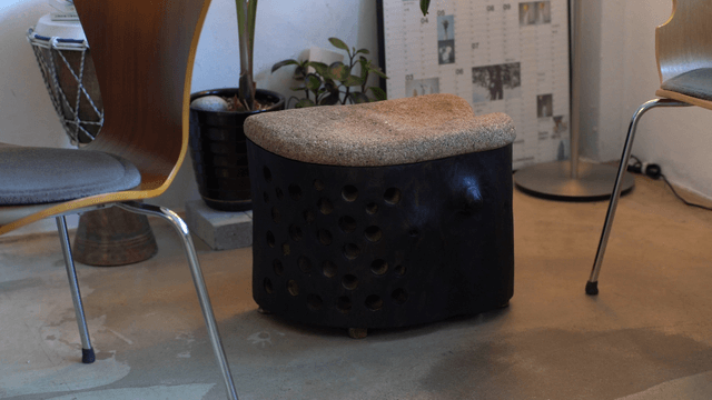 Modern indoor chair and unique wooden stool