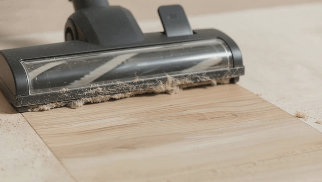 Vacuum cleaner removing dust from floor