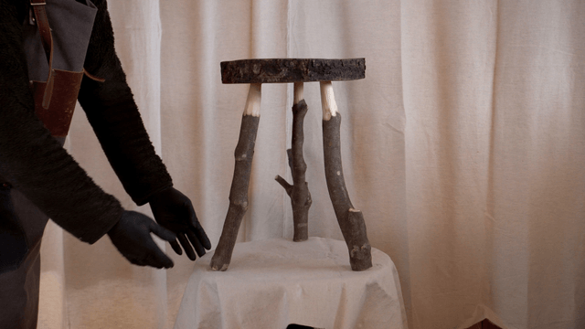 Wooden chair with unique branch legs