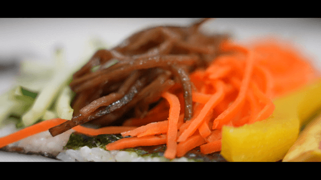 Kimbap with various colorful ingredients