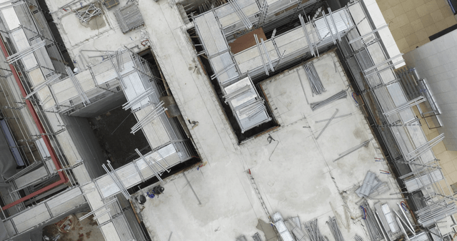 Construction site with scaffolding