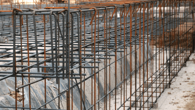 Rebar structure at a construction site