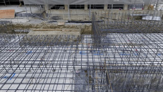 Construction site with steel framework