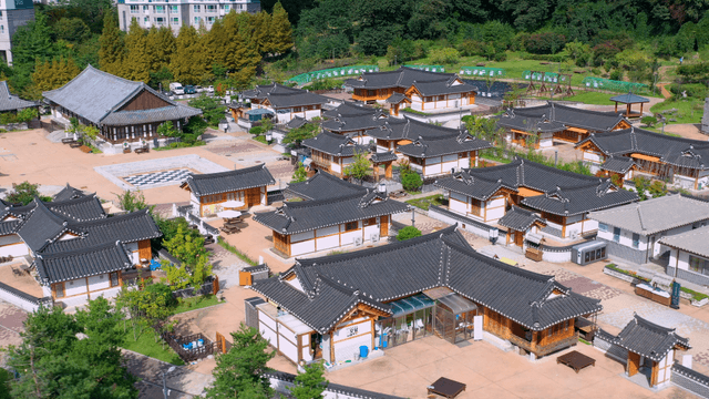 Traditional Korean village with hanok houses