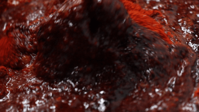 Spicy red pepper seasoning mixed in container