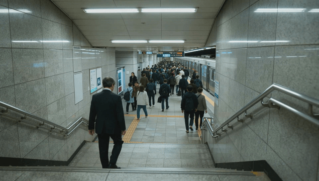 Subway station during commuter time