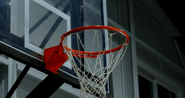 Basketball hoop in an indoor court