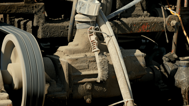 Close-up of a dusty industrial machine