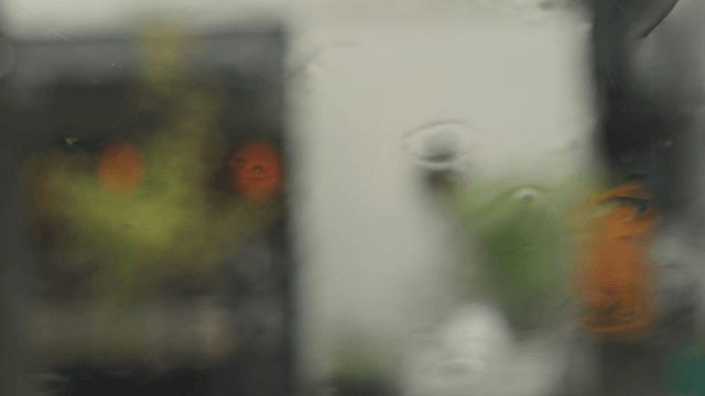 Blurry view through a rainy window