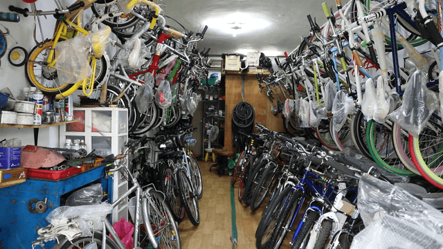 Bicycle shop filled with various bikes