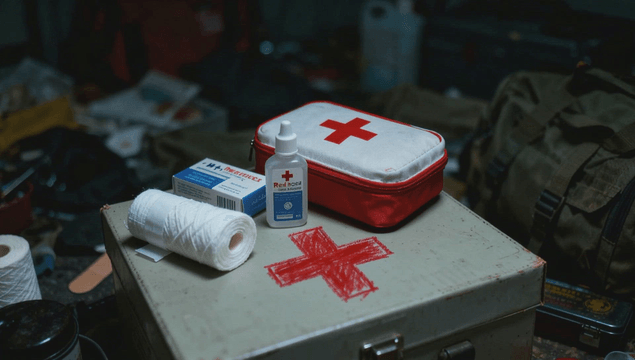 First aid kit with medical supplies