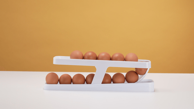 Eggs arranged on a white tray