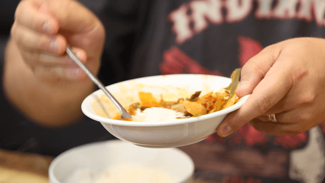 Budaejjigae and rice being served