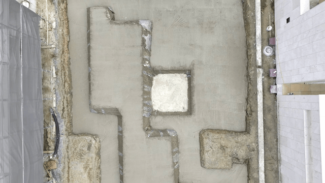 Concrete foundation at a construction site