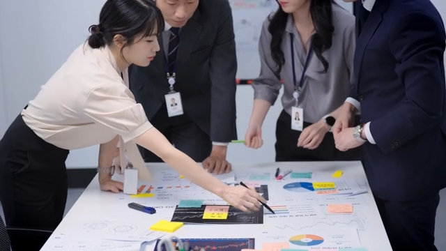 Team discussing project plans in an office