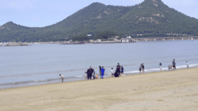 해변에서 하루를 즐기는 사람들