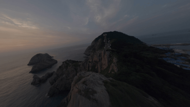 Mountain and sea at dawn