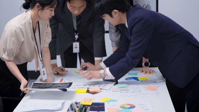 Team discussing project plans in an office