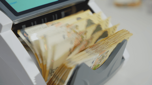 Counting machine processing banknotes