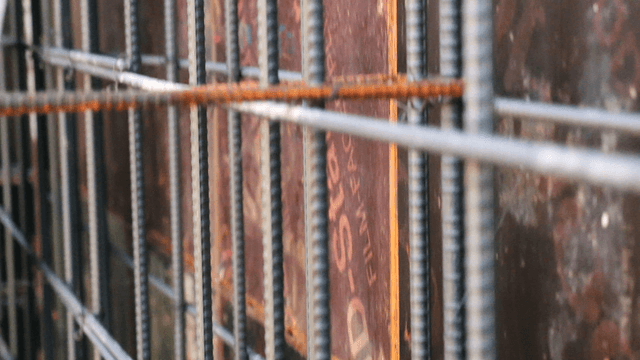 Steel rebar at a construction site