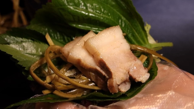 Korean ssam with vegetables and meat