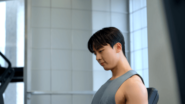 Man working out in a gym