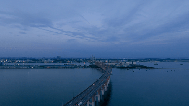 Bridge stretching over a calm sea
