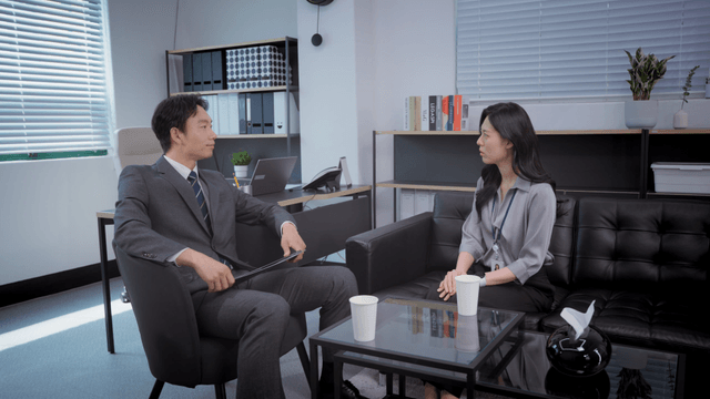 Office meeting with a focused discussion