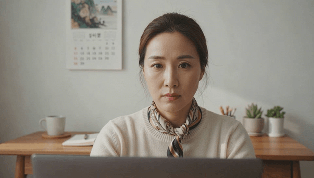 Focused woman working at desk from home