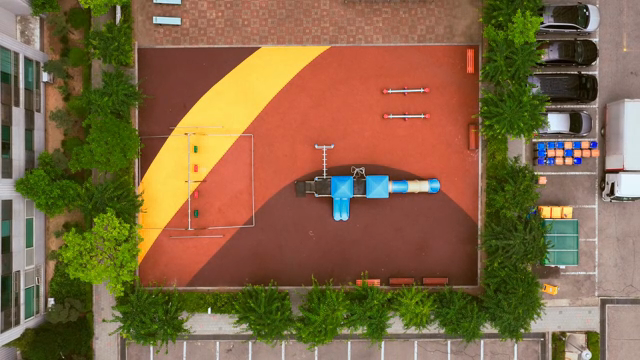 Colorful playground in an urban area
