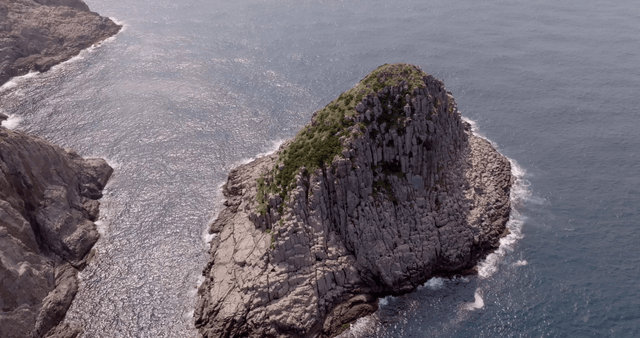Rocky island surrounded by the ocean