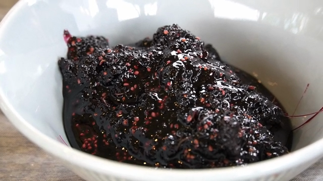 A bowl of mulberry jam