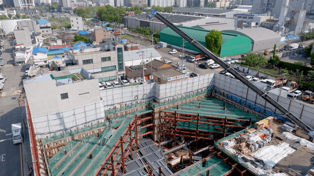 Steel framework of a building under construction