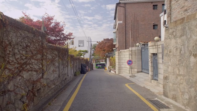 Quiet alley with autumn foliage