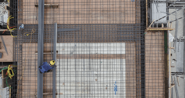 Construction workers on a building site