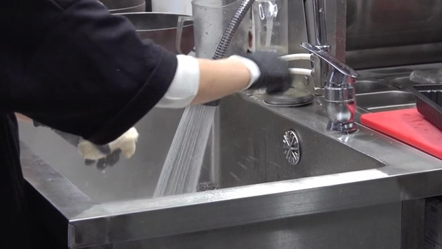 Washing ingredients in a kitchen sink