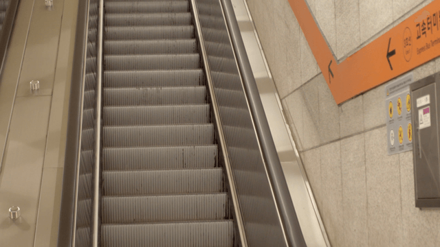 Empty escalator in a subway station