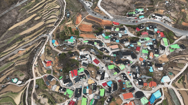 Rural village with terraced fields