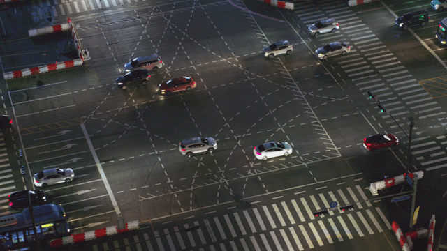 Busy multi-lane intersection