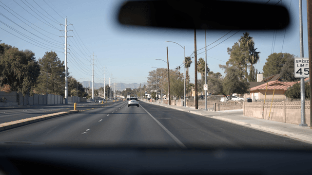Quiet road with traffic lights