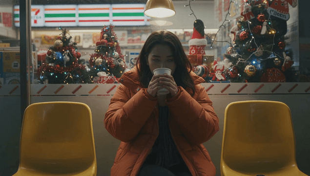 겨울에 따뜻한 커피를 즐기는 여성