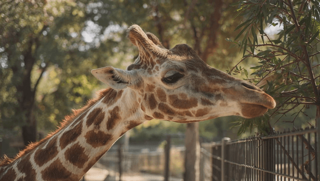 Giraffe eating leaves from a tree