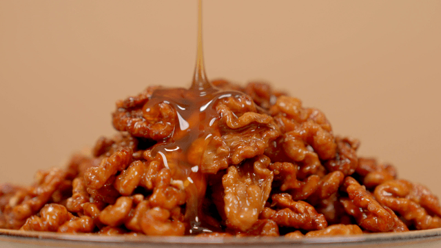 Glazed walnuts with whey poured over