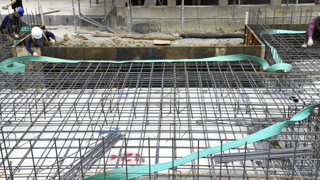 Construction site with building framework