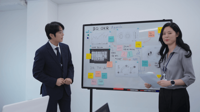 Office meeting with a presentation