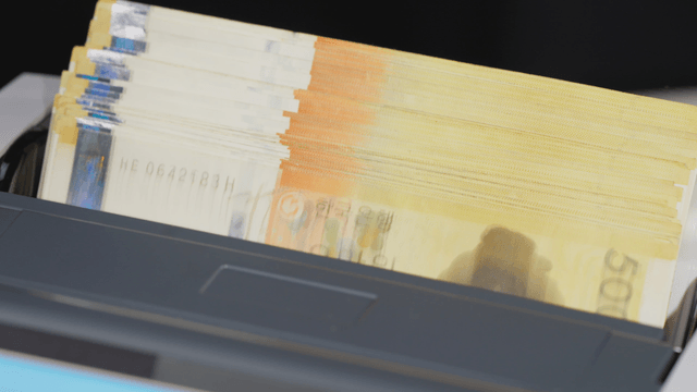 Korean banknotes in a counting machine