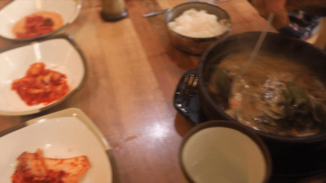 Loach soup and side dishes on the table